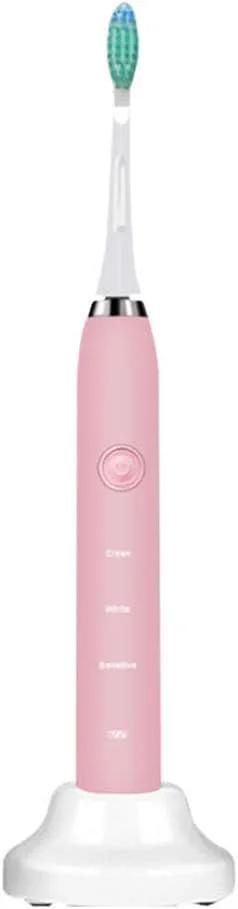 مسواک برقی سونیک HXXXN، مسواک برقی هوشمند قابل شارژ برای بزرگسالان، مسواک ضد آب با موهای نرم، صورتی