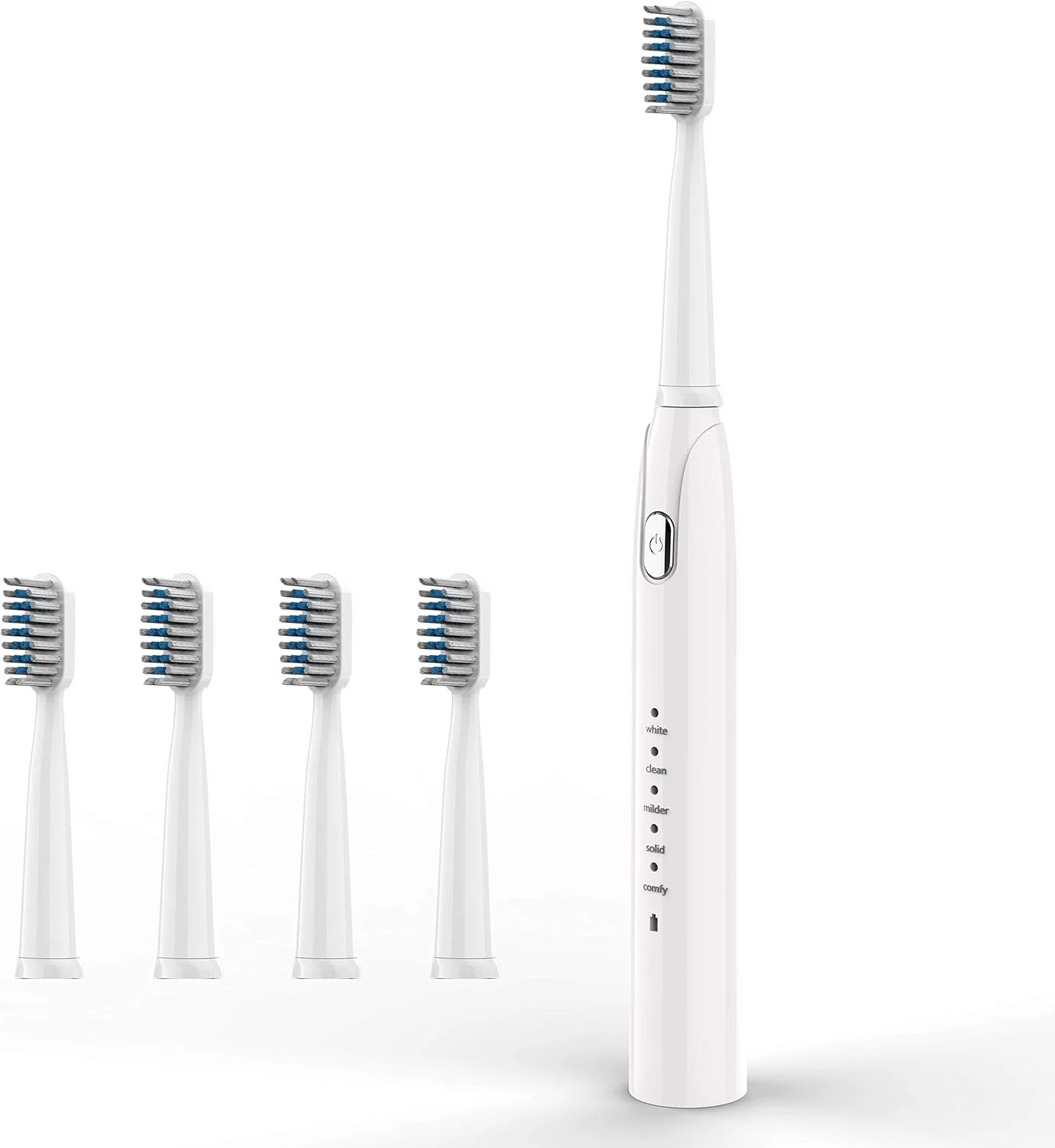 مسواک برقی سونیک HKF HO KI HO GTLISA، مسواک قابل شارژ USB با حداقل 40 روز استفاده، تایمر هوشمند 2 دقیقه ای و 5 حالت اختیاری، 4 سر برس (سفید)