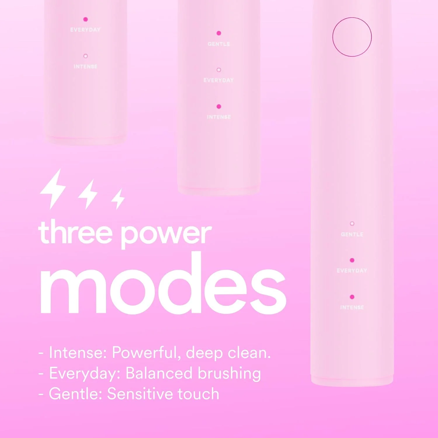 مسواک برقی HISMILE، دارای 3 حالت مسواک زدن، تایمر هوشمند، قابل شارژ، برس های نرم و باریک، حافظه حالت (صورتی)