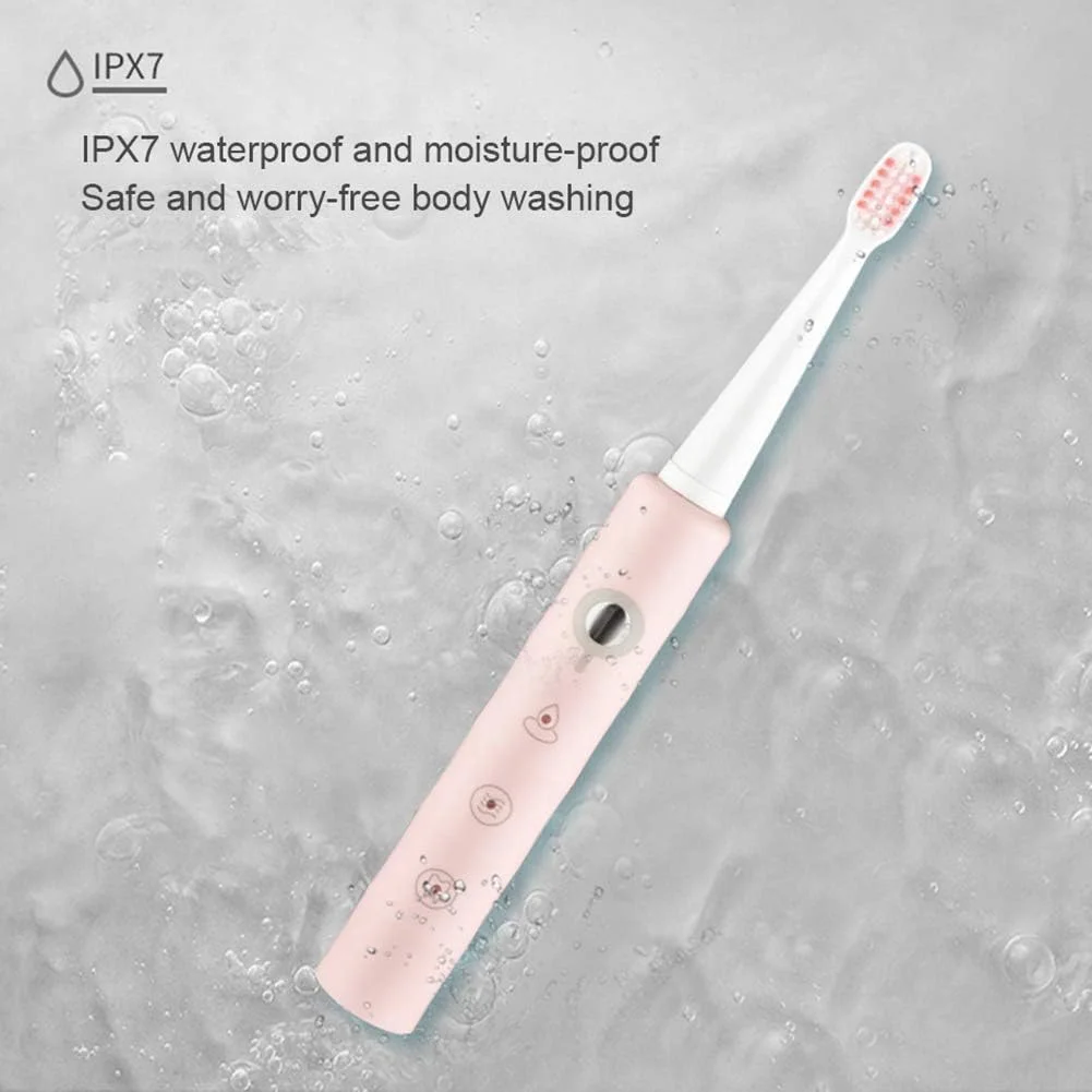 مسواک برقی صوتی GYNFJK، مسواک اولتراسونیک قابل حمل مسافرتی با 4 سر برس، تایمر هوشمند 2 دقیقه ای، مسواک قابل شارژ USB برای نوجوانان و بزرگسالان، صورتی