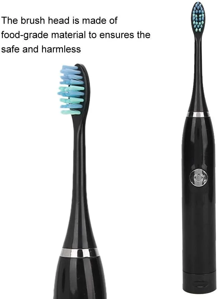 مسواک برقی GQCQGS، مسواک برقی مسافرتی هوشمند سونیک با 5 حالت لرزش موهای نرم ضد آب بزرگسالان با باتری اتوماتیک (مشکی)