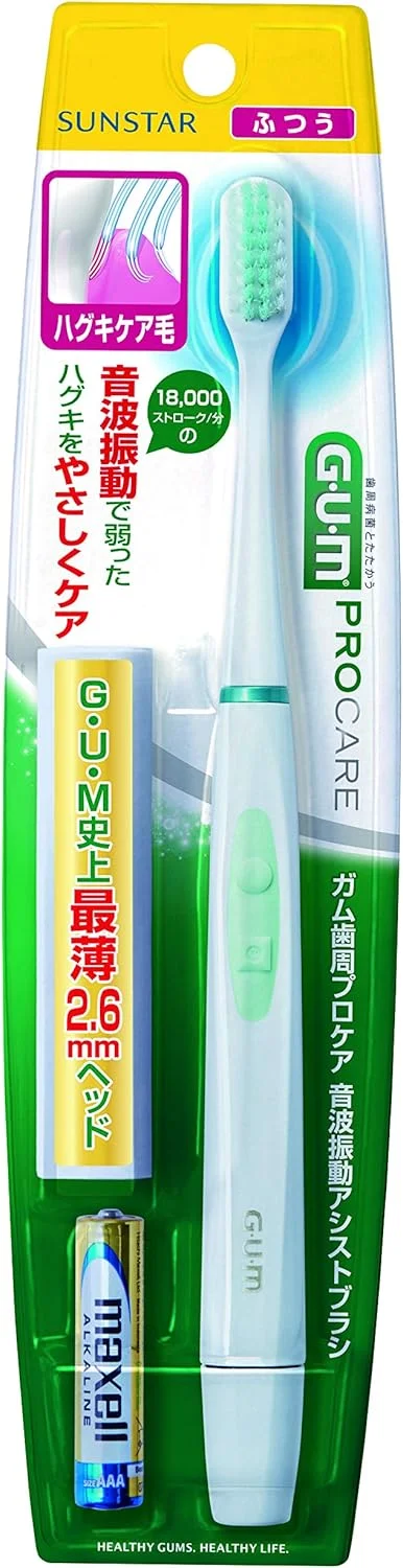 مسواک برقی با ارتعاشات صوتی GUM Periodontal pro care مدل GS-03 با سر بسیار نازک 2.6 میلی‌متری