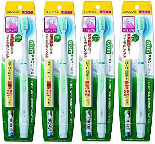 مسواک لثه GUM (خرید عمده) مدل Periodontal Pro Care Sonic Vibration Assist GS-03 با برس مراقبت از لثه، بسته 4 عددی