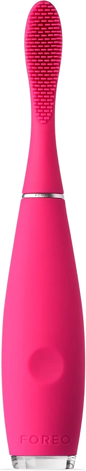 FOREO Issa Mini 2 Rechargeable Kids Electric Toothbrush Sensitive Set for Complete Oral Care, Wild Strawberry