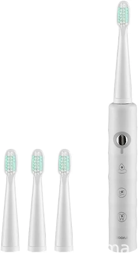 مسواک برقی شارژ USB ضد آب سطح IPX7 با حالت تنظیم 6 سرعته مسواک برقی صوتی به همراه 3 سری مسواک جایگزین رایگان (سفید)