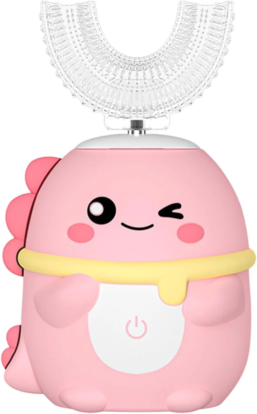 مسواک برقی U شکل کودکانه | مسواک برقی U شکل التراسونیک کودکانه | طرح کارتونی دایناسور برای مراقبت روزانه از دهان و دندان کودکان، جلوگیری از پوسیدگی و تشویق به عادت مسواک زدن، مناسب برای پسران و دختران در خانه