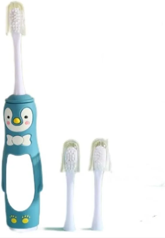 مسواک برقی کودکان، مسواک صوتی، اولتراسونیک با 2 برس جایگزین، تایمر، موهای نرم، مسواک کودکان (سبز، 16 x 5 x 2.5 سانتی متر)