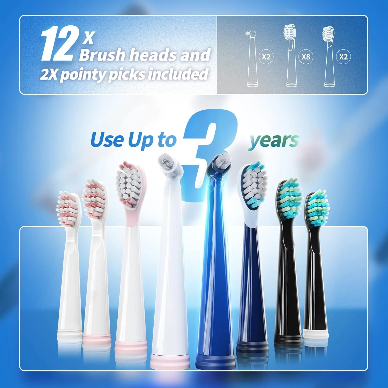 مسواک برقی بزرگسال، مسواک های صوتی با 8 سر برس 40000 VPM 5 حالت، مسواک های صوتی شارژ سریع 4 ساعت دوام 30 روز (همراه با کیف مسافرتی، صورتی و مشکی)