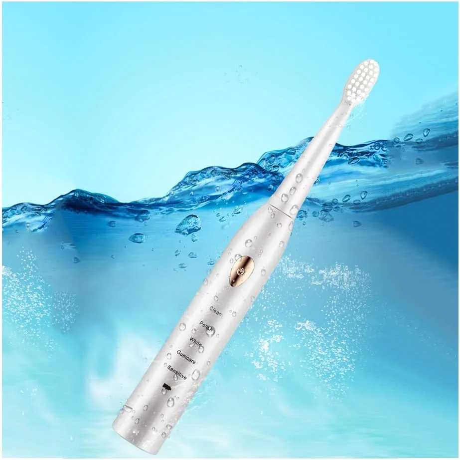 مسواک برقی سونیک برای بزرگسالان و نوجوانان، مسواک سفید کننده قابل شارژ 5 حالت با 8 سر برس، 1 کیف مسافرتی، تایمر هوشمند، ضد آب IPX7، سفید
