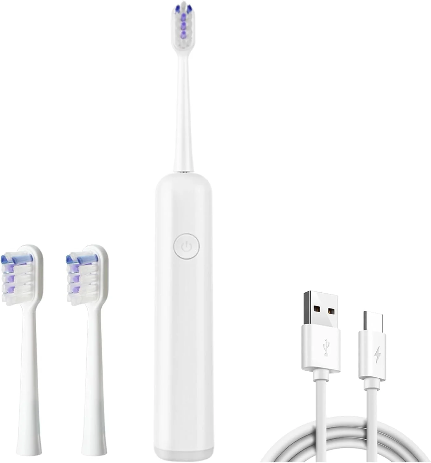 مسواک برقی سونیک با 3 سری و 6 حالت تمیز کردن، مسواک برقی قابل شارژ با شارژ سریع 2.5 ساعته و ماندگاری 30 روزه، تایمر هوشمند 2 دقیقه ای، سفید کننده دندان 50000 VPM برای بزرگسالان و کودکان - سفید