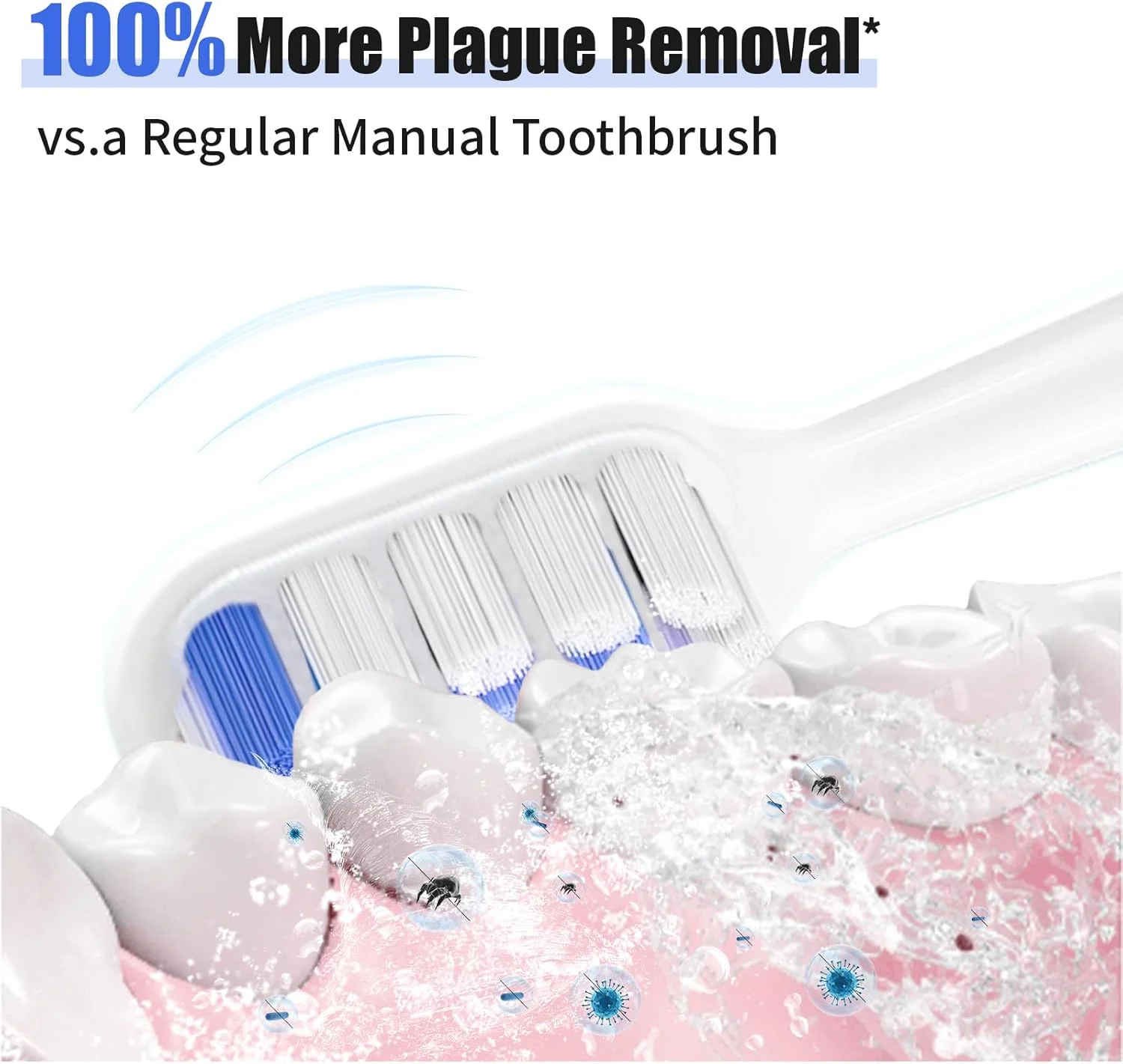 مسواک برقی سونیک با 3 سری و 6 حالت تمیز کردن، مسواک برقی قابل شارژ با شارژ سریع 2.5 ساعته و ماندگاری 30 روزه، تایمر هوشمند 2 دقیقه ای، سفید کننده دندان 50000 VPM برای بزرگسالان و کودکان - سفید