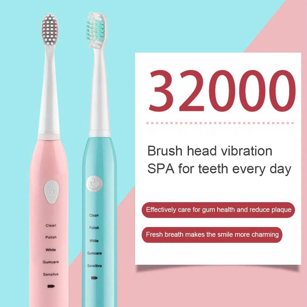 مسواک برقی سونیک، مسواک قابل شارژ USB، دارای 5 حالت تمیز کردن، 8 سری مسواک جایگزین، تایمر هوشمند 2 دقیقه ای، ضد آب، دارای کیف مسافرتی، آبی