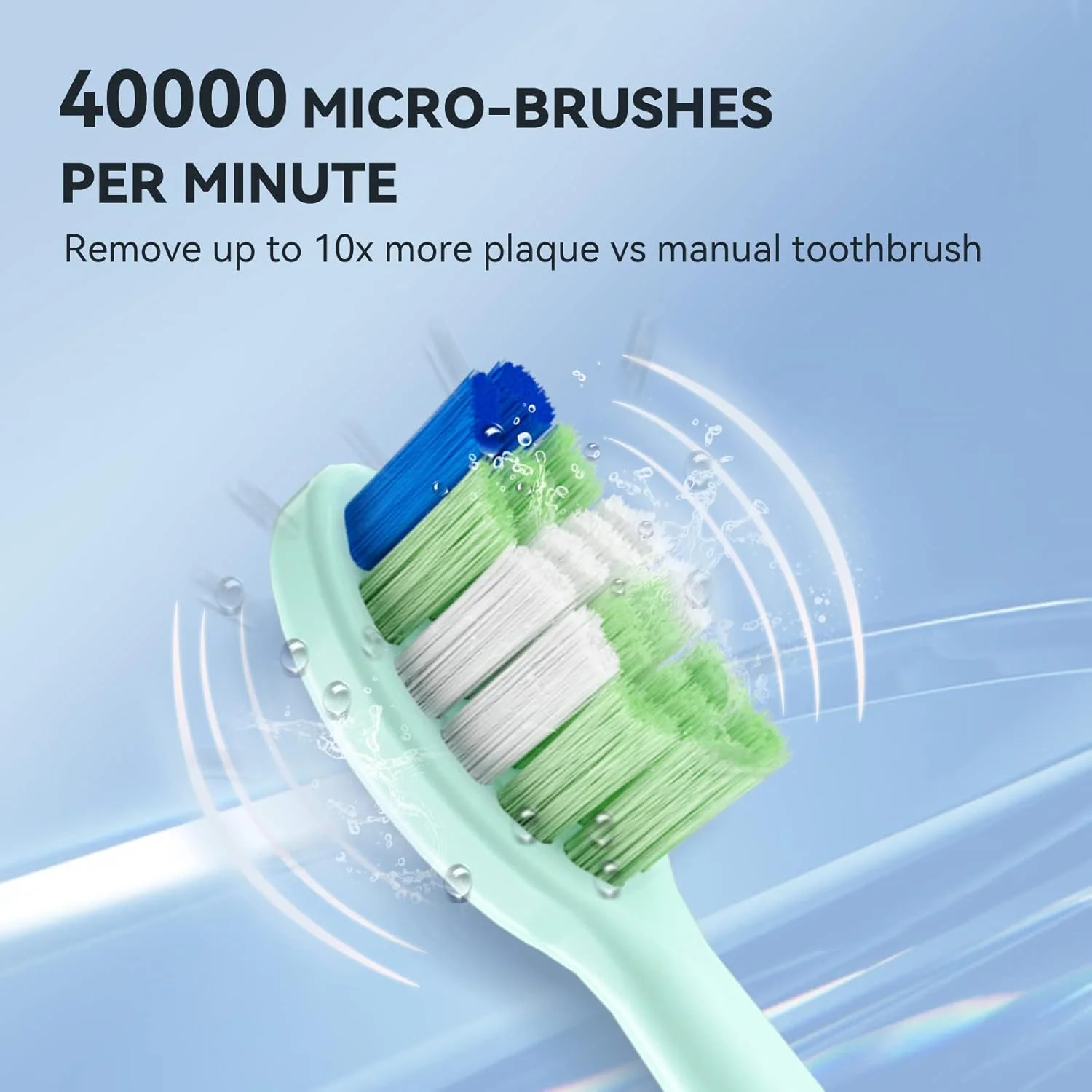 مسواک برقی به همراه 6 سری مسواک و کیف مسافرتی، باطری با عمر طولانی، 12 ساعت شارژ برای 60 روز استفاده، 5 حالت با تایمر هوشمند، مسواک برقی سونیک برای نوجوانان و بزرگسالان، سبز