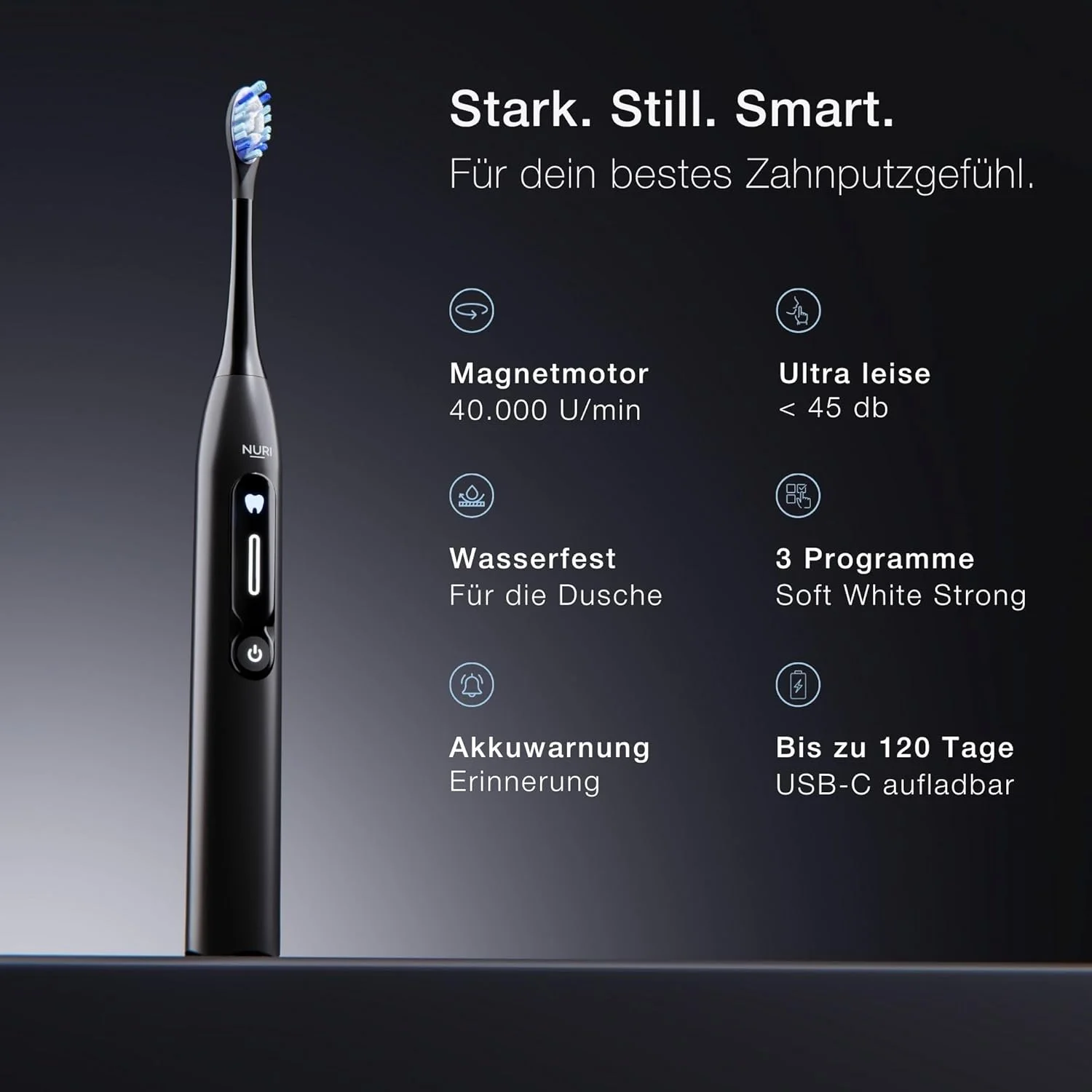 مسواک برقی نوری با سری‌های برس Dupont و نمایشگر LED سری مشکی