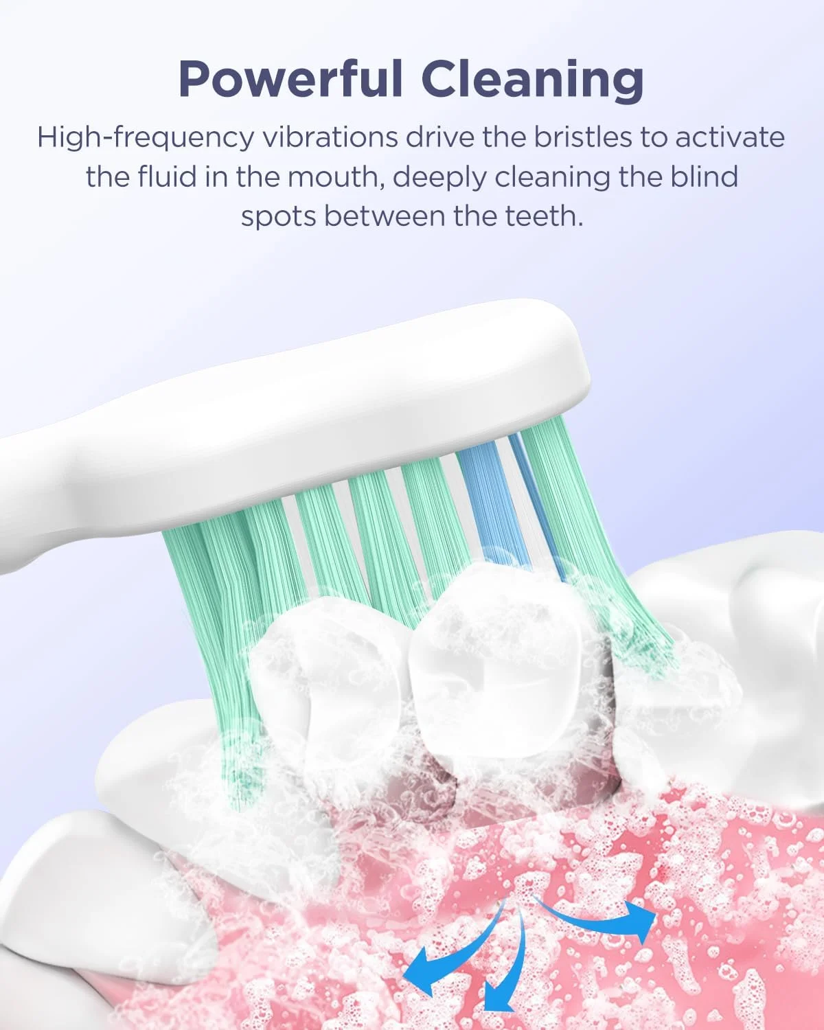 مسواک برقی سونیک برای بزرگسالان و کودکان، 47000 وی‌پی‌ام با 5 حالت و 3 شدت، مسواک مسافرتی با کیف، 3 ساعت شارژ برای 60 روز، تایمر هوشمند داخلی آبی