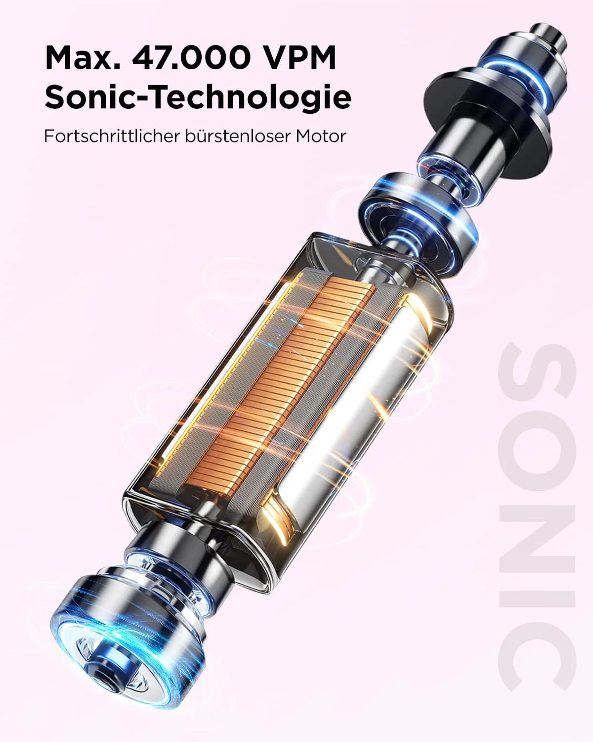 مسواک برقی سونیک برای بزرگسالان و کودکان، 5 حالت تمیز کردن با 3 سطح شدت، تایمر، 8 سری مسواک جایگزین و کیف مسافرتی، مسواک سونیک قابل شارژ، صورتی