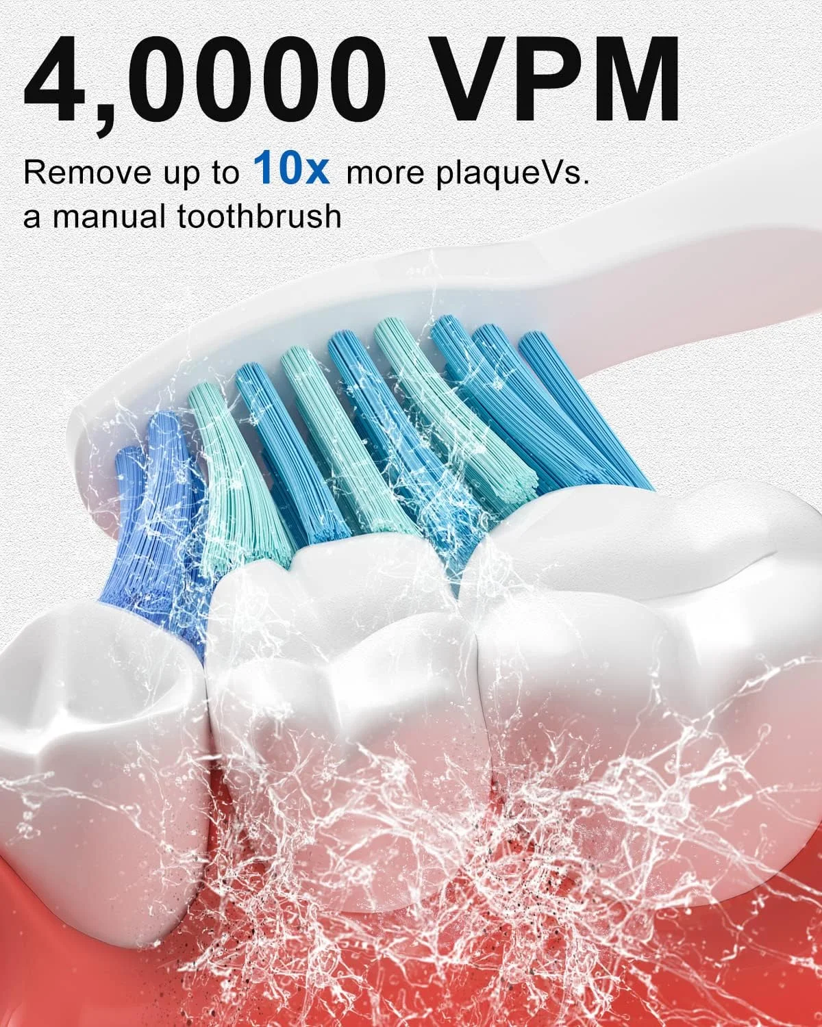 مسواک برقی سیگو برای بزرگسالان، با 3 سری مسواک و 4 حالت، مسواک صوتی قابل شارژ با یک بار شارژ برای 30 روز، مسواک برقی مسافرتی با تایمر 2 دقیقه ای - سفید