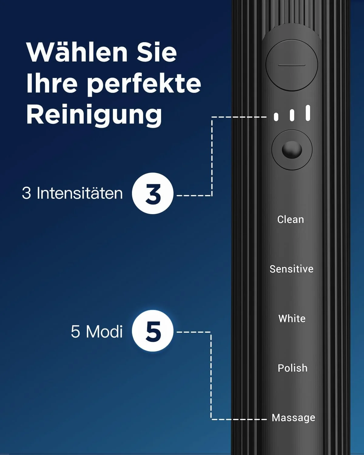 مسواک برقی سونیک برای بزرگسالان و کودکان، 5 حالت تمیز کردن با 3 سطح شدت، تایمر، 8 سری مسواک جایگزین و کیف مسافرتی، مسواک سونیک قابل شارژ، مشکی