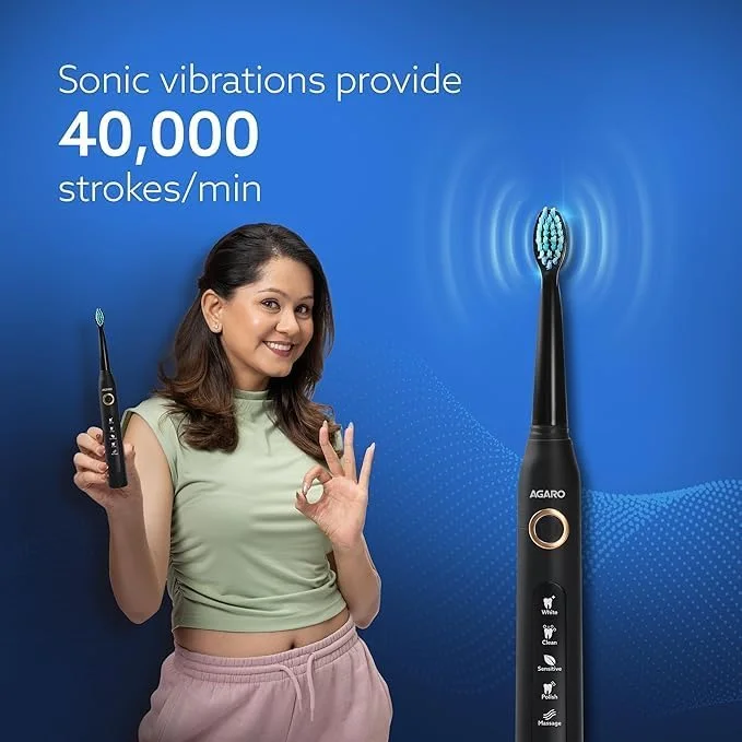 مسواک برقی صوتی بزرگسالان آگرارو مدل COSMIC PLUS با 5 حالت، 5 سری مسواک، 1 سری بین دندانی، کیف حمل و قابل شارژ با 4 ساعت شارژ تا 25 روز، مسواک برقی، (مشکی) مسواک برقی صوتی بزرگسالان آگرارو مدل COSMIC PLUS با 5 حالت، 5 سری مسواک، 1 سری بین دندانی، کیف حمل و قابل شارژ با 4 ساعت شارژ تا 25 روز، مسواک برقی، (مشکی)