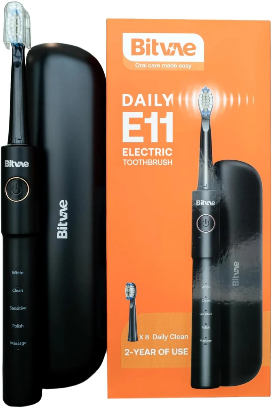 (E11) مسواک برقی BV-E11 مشکی + 8 سری + H4 مشکی