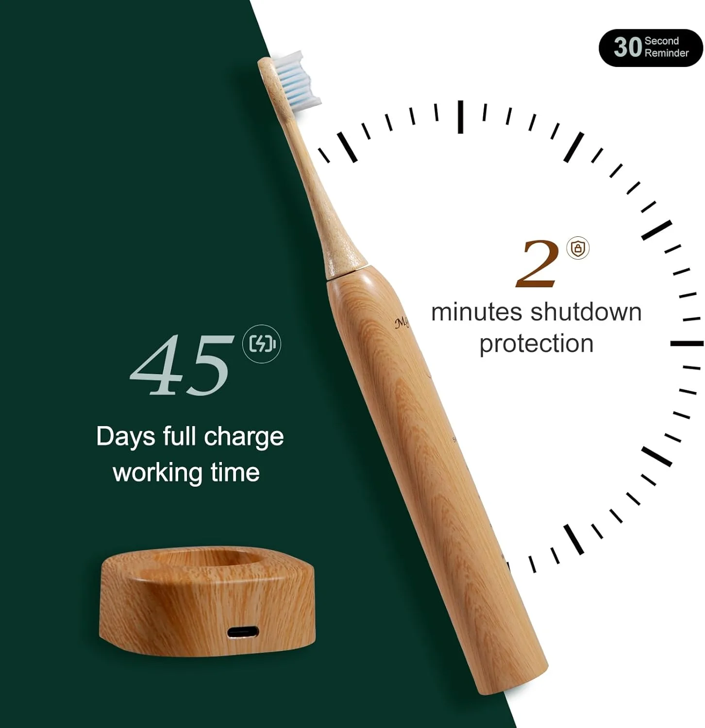 مسواک برقی بامبو برای بزرگسالان - طراحی سر مسواک بامبو با موهای نرم - 5 حالت تمیز کردن قابل تنظیم - فناوری ضد آب IPX7 ارتقا یافته برای بزرگسالان مسواک برقی بامبو برای بزرگسالان - طراحی سر مسواک بامبو با موهای نرم - 5 حالت تمیز کردن قابل تنظیم - فناوری ضد آب IPX7 ارتقا یافته برای بزرگسالان