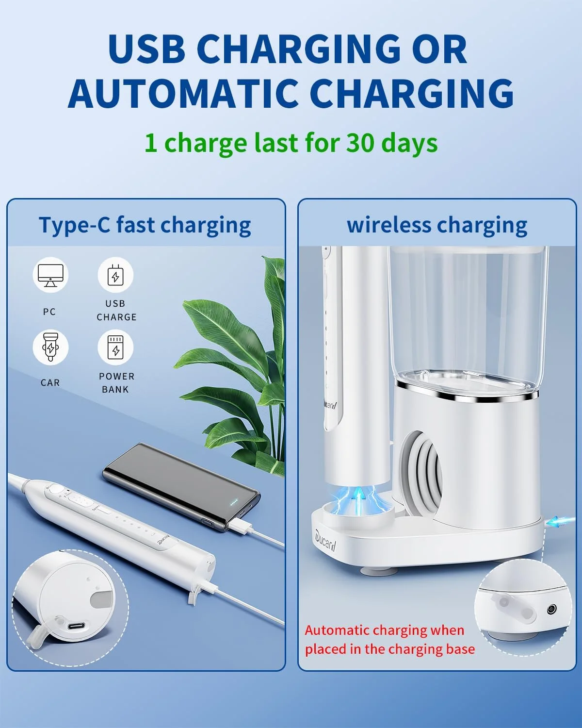 مسواک برقی دوکارد با نخ دندان آبی، 3 حالت مسواک صوتی و 5 سرعت نخ دندان آبی، ترکیبی از مسواک نخ دندان برای تمیز کردن دندان ها و از بین بردن پلاک با 4 سری جایگزین، سفید نقره ای مسواک برقی دوکارد با نخ دندان آبی، 3 حالت مسواک صوتی و 5 سرعت نخ دندان آبی، ترکیبی از مسواک نخ دندان برای تمیز کردن دندان ها و از بین بردن پلاک با 4 سری جایگزین، سفید نقره ای