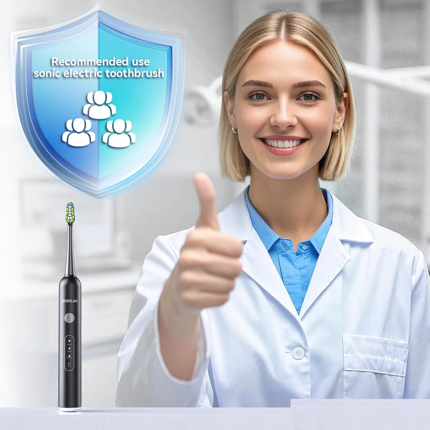 ست مسواک برقی سونیک ECEOLAN، شامل 8 سری مسواک ست مسواک برقی سونیک ECEOLAN، شامل 8 سری مسواک