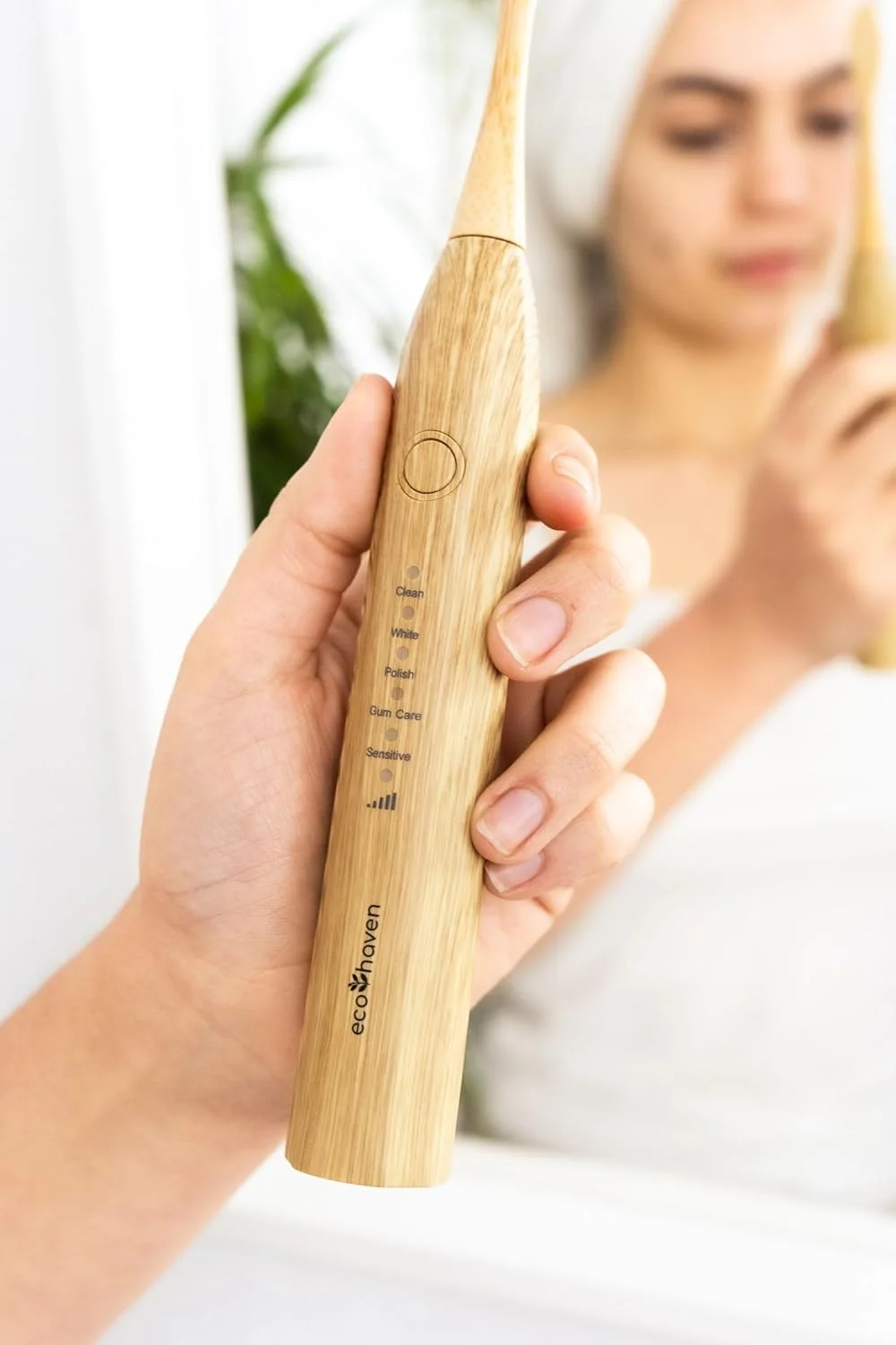 مسواک برقی سونیک بامبو پایدار Ecohaven - 3 سر قابل بازیافت - 5 حالت تمیز کردن - شارژر USB Type C - دسته ضد آب - عمر باتری 5 هفته - سبک وزن - سازگار با محیط زیست مسواک برقی سونیک بامبو پایدار Ecohaven - 3 سر قابل بازیافت - 5 حالت تمیز کردن - شارژر USB Type C - دسته ضد آب - عمر باتری 5 هفته - سبک وزن - سازگار با محیط زیست