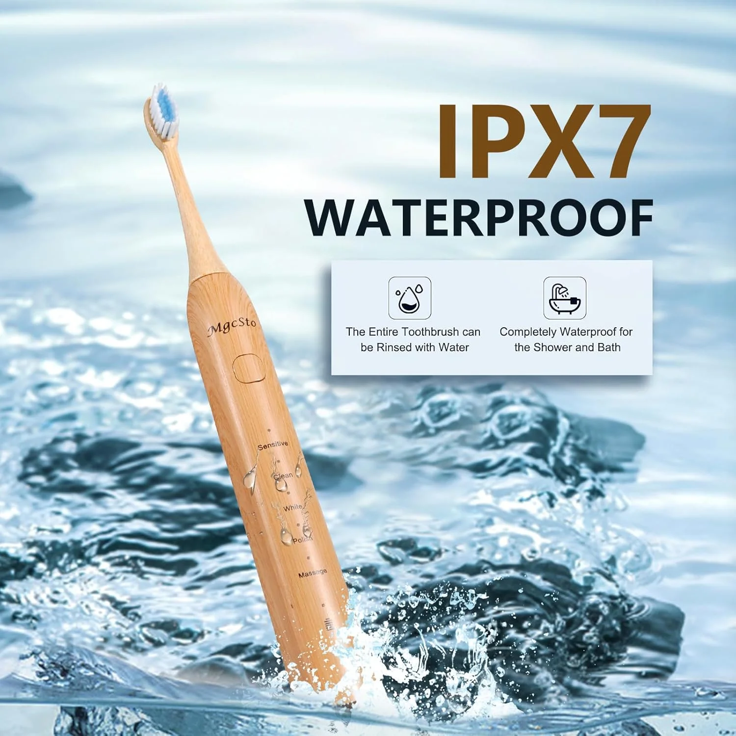 مسواک برقی بامبو برای بزرگسالان - طراحی سر مسواک بامبو با موهای نرم - 5 حالت تمیز کردن قابل تنظیم - فناوری ضد آب IPX7 ارتقا یافته برای بزرگسالان مسواک برقی بامبو برای بزرگسالان - طراحی سر مسواک بامبو با موهای نرم - 5 حالت تمیز کردن قابل تنظیم - فناوری ضد آب IPX7 ارتقا یافته برای بزرگسالان