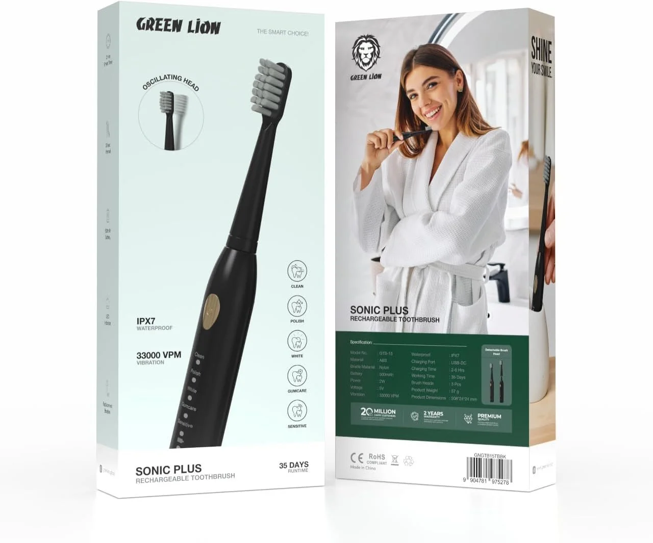 مسواک برقی گرین لاین، (مشکی، سونیک پلاس) مسواک برقی گرین لاین، (مشکی، سونیک پلاس)