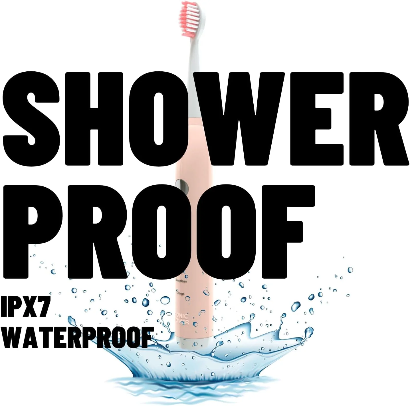 کیت مسواک برقی SonicPower، فوق العاده قابل حمل و سبک با 5 حالت تمیز کردن، شامل سری های برس برای یک سال، باتری قابل شارژ، پایه آینه و درپوش مسافرتی (صورتی)