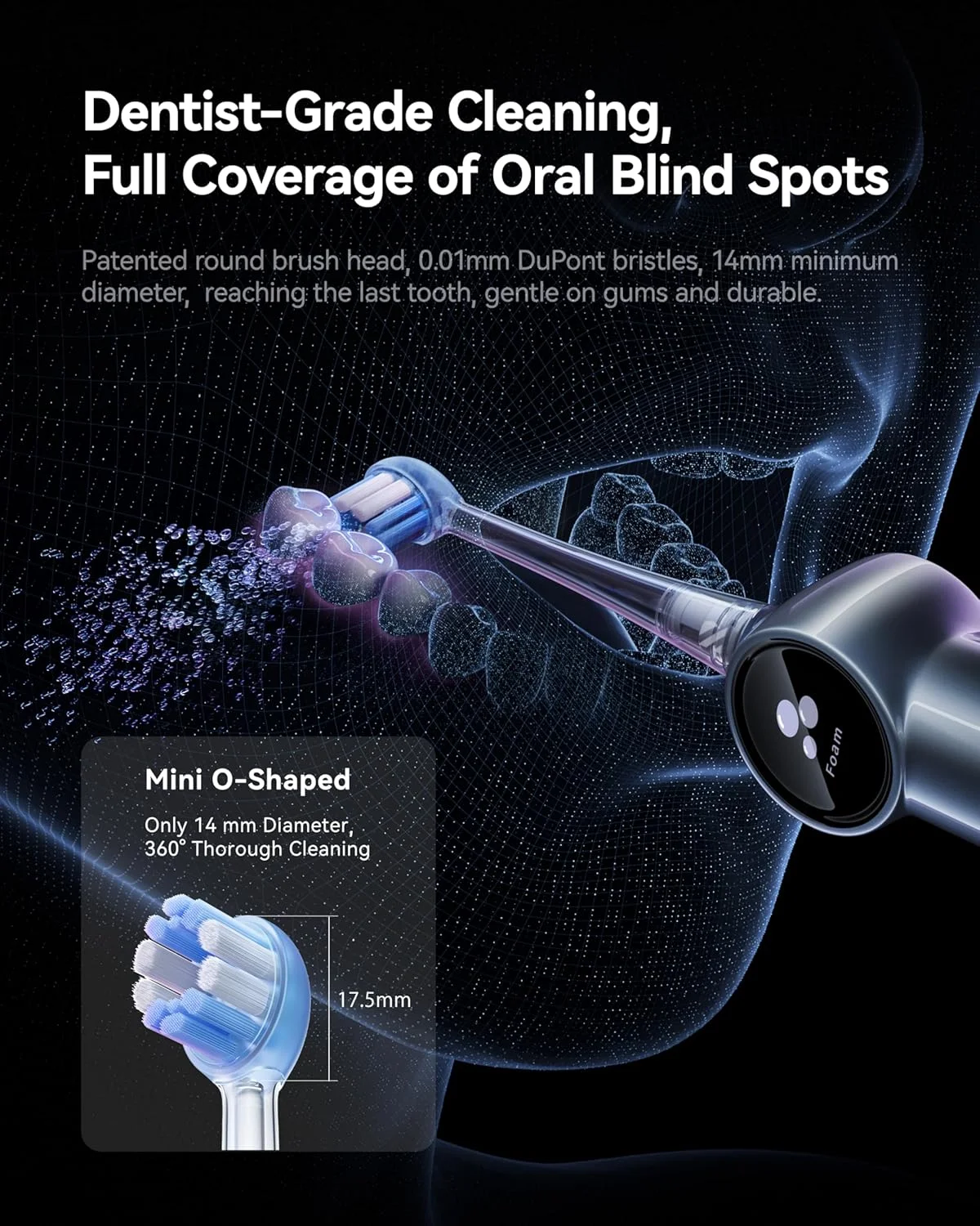 مسواک برقی صوتی RANVOO AirJet II [جت کلین ارتقا یافته]، حذف 100% پلاک، سفید، مناسب بزرگسالان، محافظت از لثه، تمیز کننده دندان های ارتودنسی، قابل شارژ، به همراه 3 سری برس حرفه ای، خاکستری