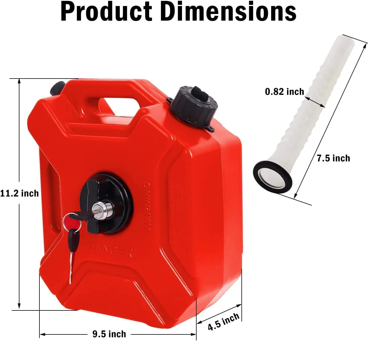 مخزن سوخت 5 لیتری GH GENERIC HUB با براکت نصب و قفل، مخزن ذخیره بنزین و روغن 5 لیتری برای خودروهای شاسی بلند، موتورسیکلت، ATV (قرمز)