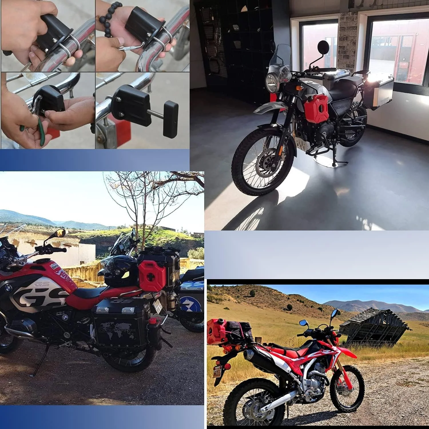 مخزن سوخت 5 لیتری GH GENERIC HUB با براکت نصب و قفل، مخزن ذخیره بنزین و روغن 5 لیتری برای خودروهای شاسی بلند، موتورسیکلت، ATV (قرمز)