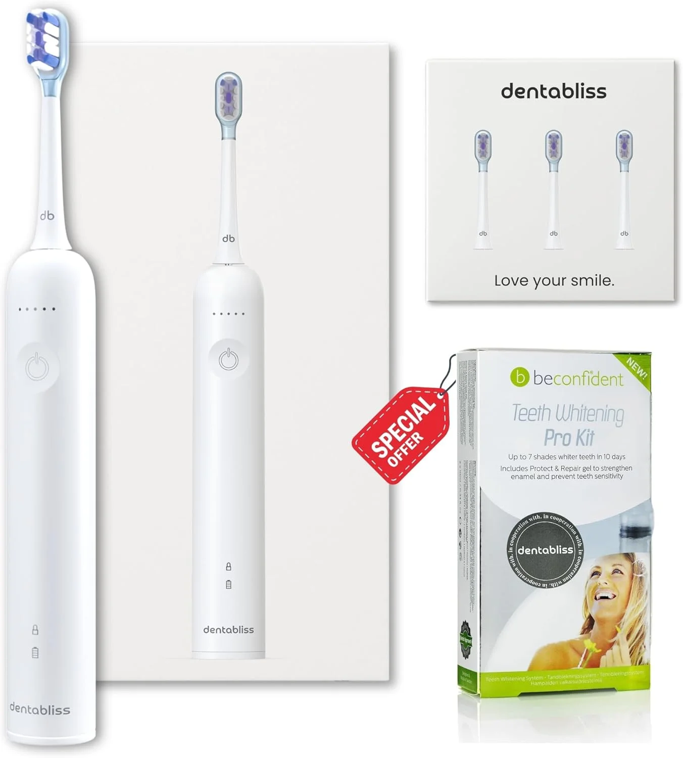 مسواک صوتی نوسانی دنتابلیس اوسونیک - مسواک برقی برای تمیز کردن موثر دندان ها، فناوری تمیز کردن باس توصیه شده توسط دندانپزشکان، 5 حالت، عمر باتری 60+ روز، تایمر هوشمند