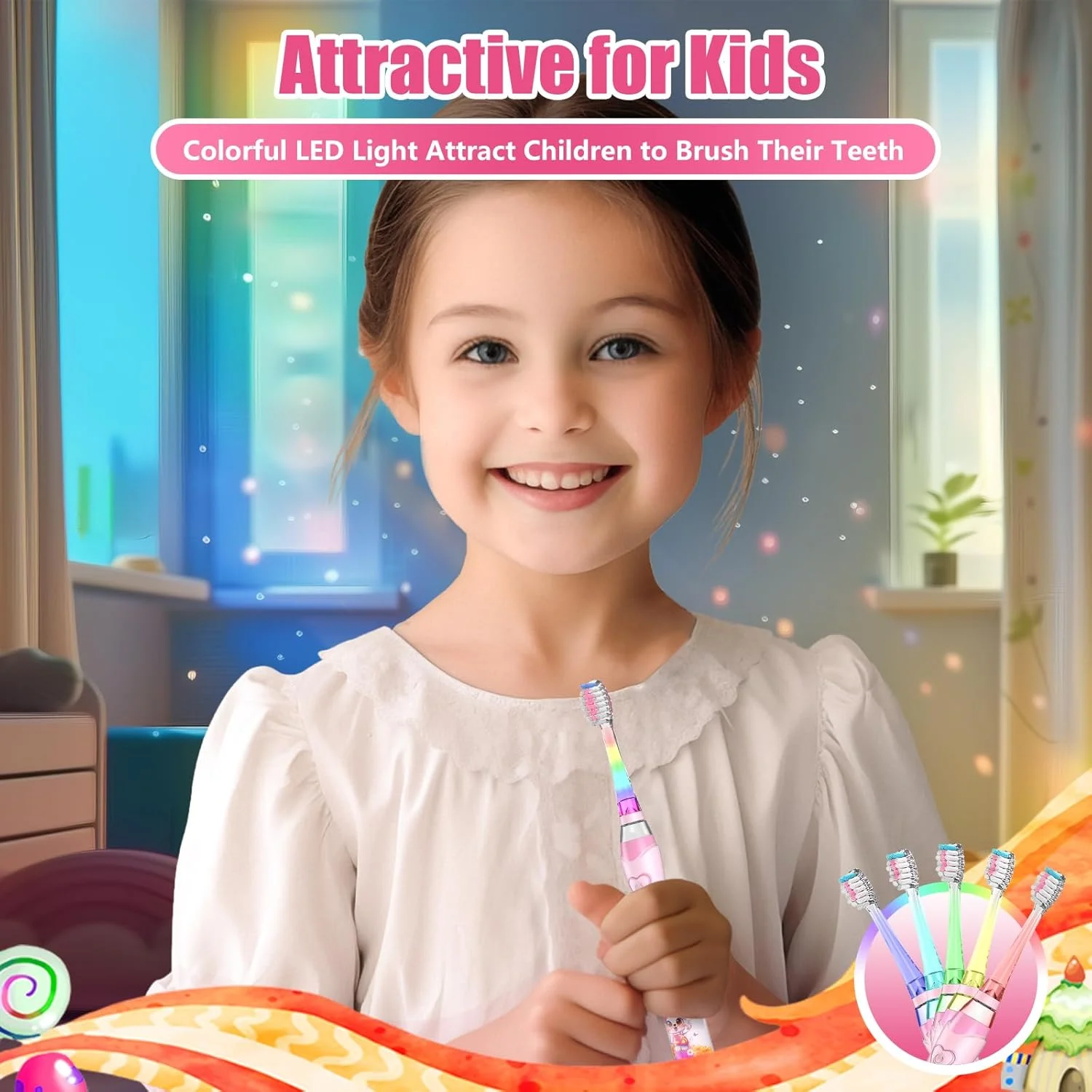 مسواک برقی کودکانه DADA-TECH مناسب کودکان 3-6-8-12 ساله با نور LED رنگین کمانی، تایمر داخلی، 90% برس های گرد شده، مسواک صوتی برای کودکان نوپا (خرگوش صورتی کودک) مسواک برقی کودکانه DADA-TECH مناسب کودکان 3-6-8-12 ساله با نور LED رنگین کمانی، تایمر داخلی، 90% برس های گرد شده، مسواک صوتی برای کودکان نوپا (خرگوش صورتی کودک)