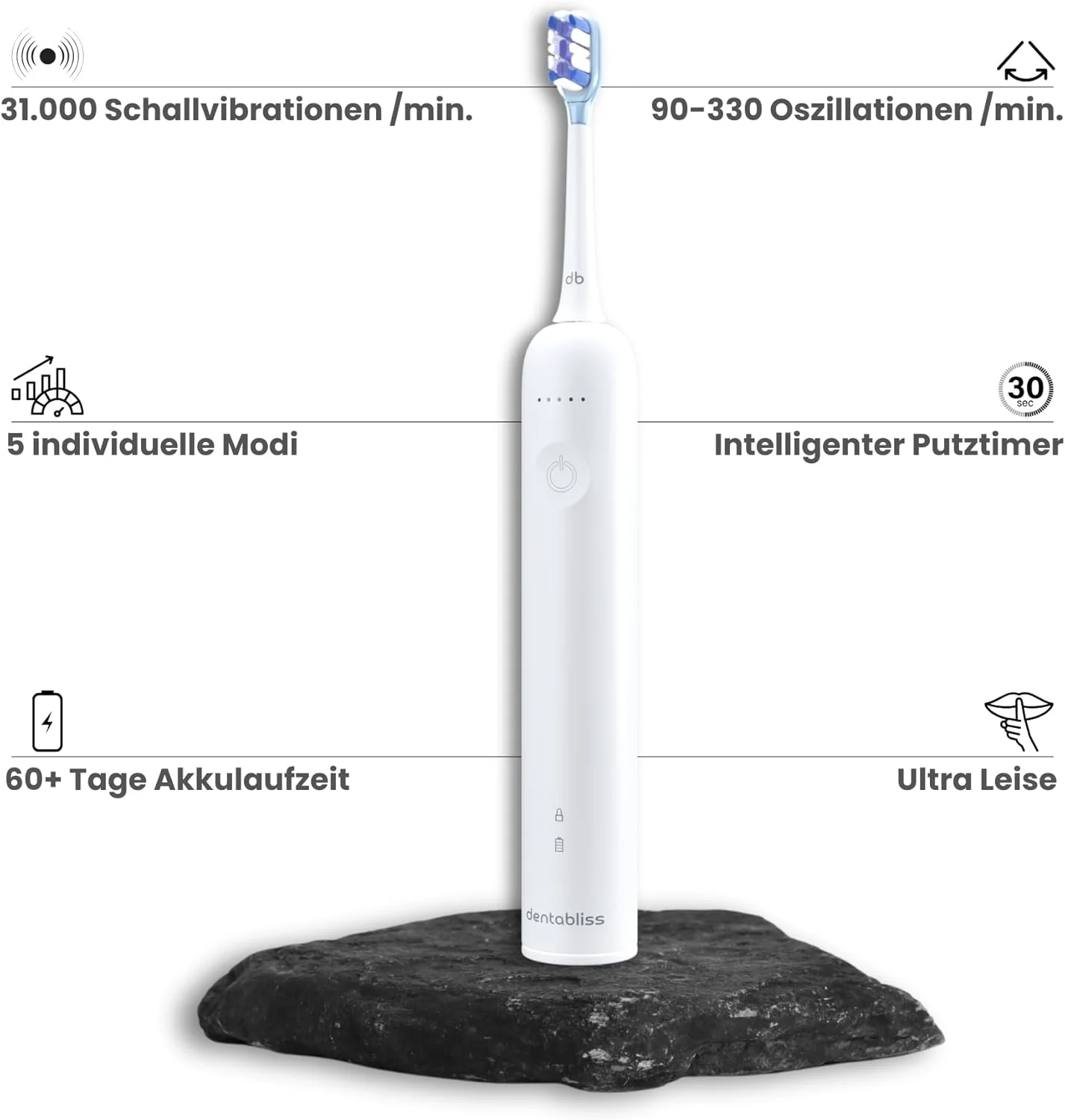 مسواک صوتی نوسانی دنتابلیس اوسونیک - مسواک برقی برای تمیز کردن موثر دندان ها، فناوری تمیز کردن باس توصیه شده توسط دندانپزشکان، 5 حالت، عمر باتری 60+ روز، تایمر هوشمند مسواک صوتی نوسانی دنتابلیس اوسونیک - مسواک برقی برای تمیز کردن موثر دندان ها، فناوری تمیز کردن باس توصیه شده توسط دندانپزشکان، 5 حالت، عمر باتری 60+ روز، تایمر هوشمند