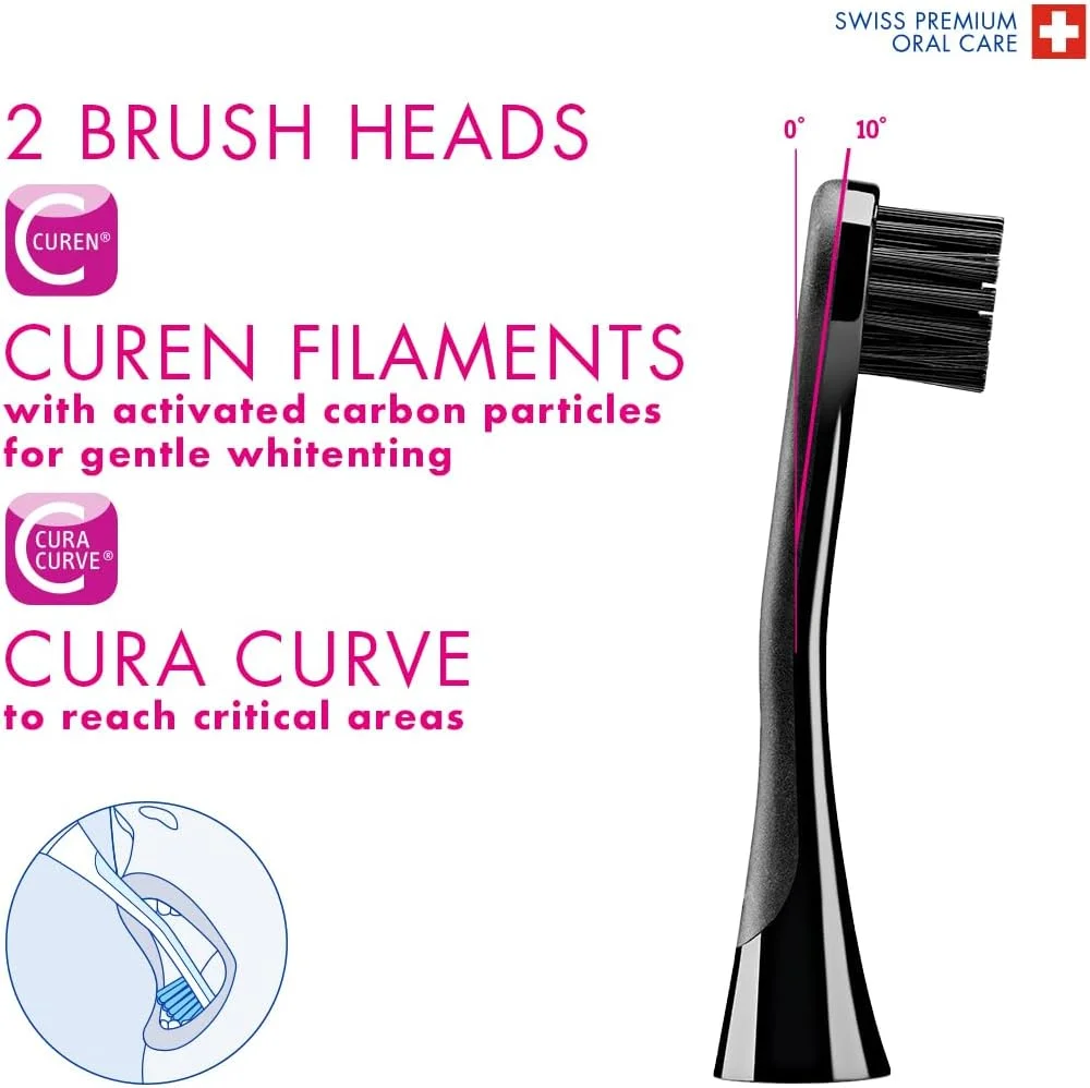 مسواک برقی بزرگسالان Curaprox Hydrosonic Black Is White با 3 سطح تمیز کنندگی هیدروسونیک - قابل شارژ مسواک برقی بزرگسالان Curaprox Hydrosonic Black Is White با 3 سطح تمیز کنندگی هیدروسونیک - قابل شارژ