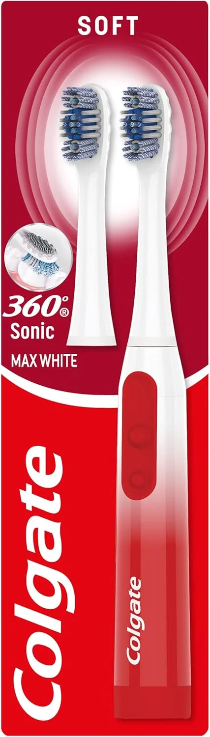 مسواک برقی باتری خور کلگیت 360 Sonic Max White با تمیز کردن 4 جهته و پولیش سطح دندان، بهداشت کامل دهان را به ارمغان می آورد. دارای سر قابل تعویض و باتری