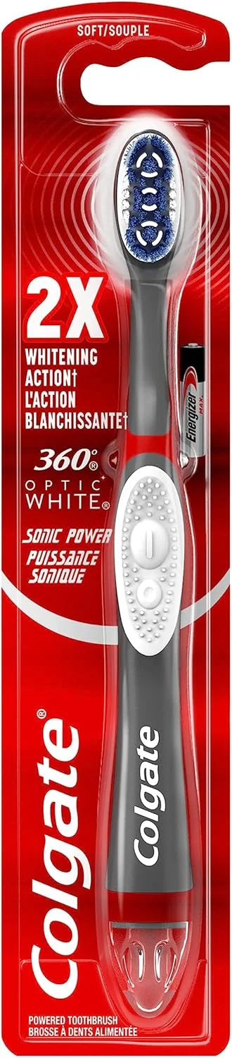 مسواک برقی سونیک با باتری Colgate 360 Optic White، نرم، 1 عدد