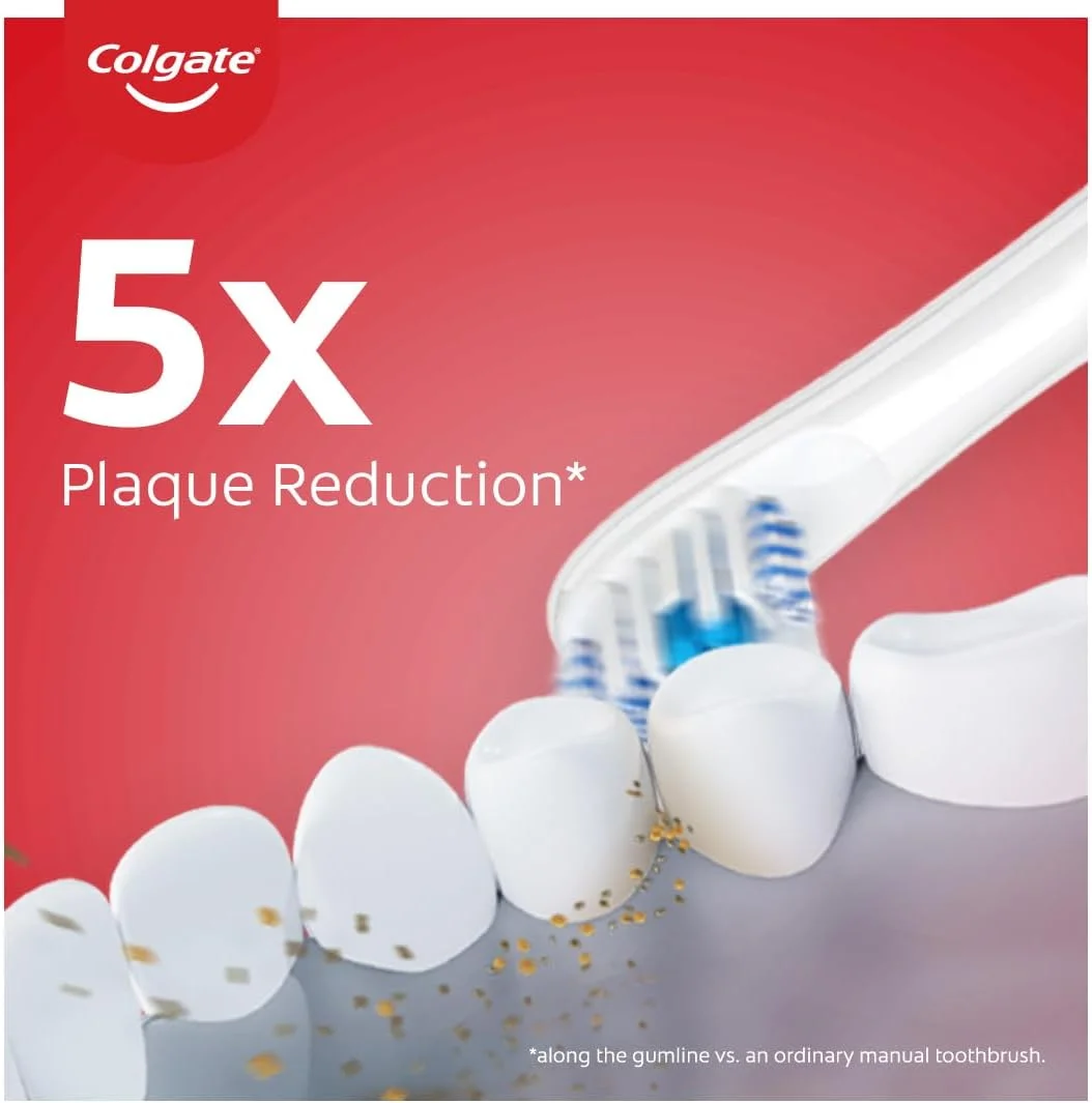 مسواک برقی شارژی سونیک سفید کننده Colgate Proclinical 500R، مسواک برقی با برس های نرم و مارپیچ، حالت مسواک زدن دوگانه (همراه با سر برس قابل تعویض، شارژر و کیف مسافرتی)
