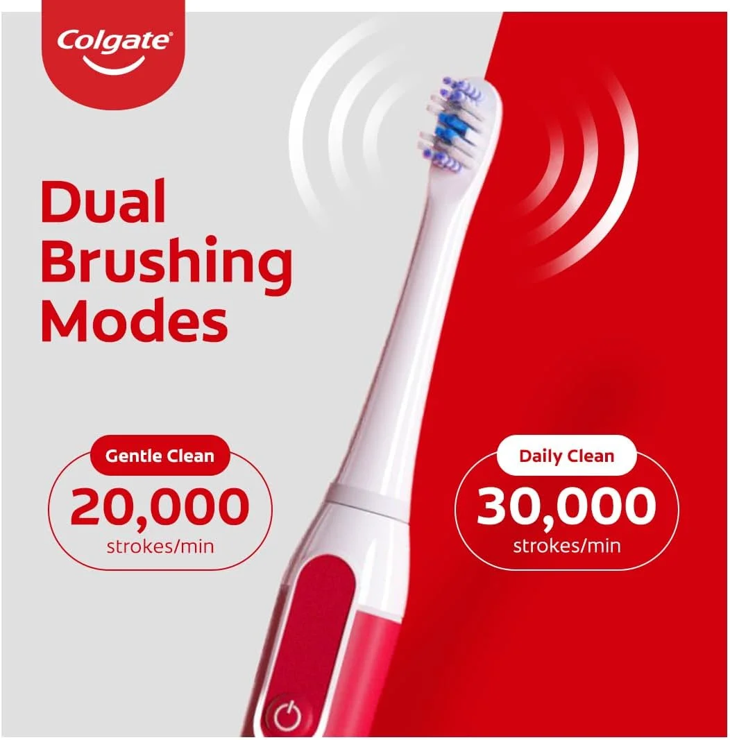 مسواک برقی شارژی سونیک سفید کننده Colgate Proclinical 500R، مسواک برقی با برس های نرم و مارپیچ، حالت مسواک زدن دوگانه (همراه با سر برس قابل تعویض، شارژر و کیف مسافرتی)
