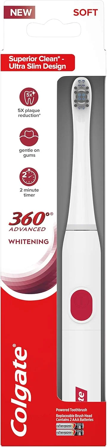 مسواک برقی باتری خور نرم کلگیت 360 مدل Advanced Sonic، سفید کننده، 1 عدد