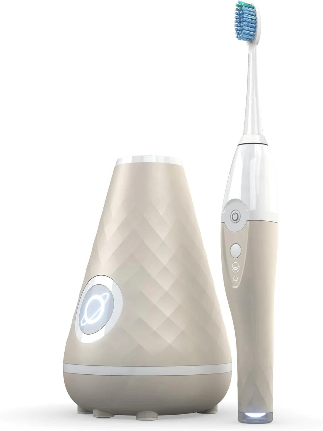 مسواک صوتی پاک کننده و ضدعفونی کننده UV TAO Clean به همراه استیشن تمیز کننده، مسواک برقی، تنظیمات دو سرعته، رنگ ماسه سنگی