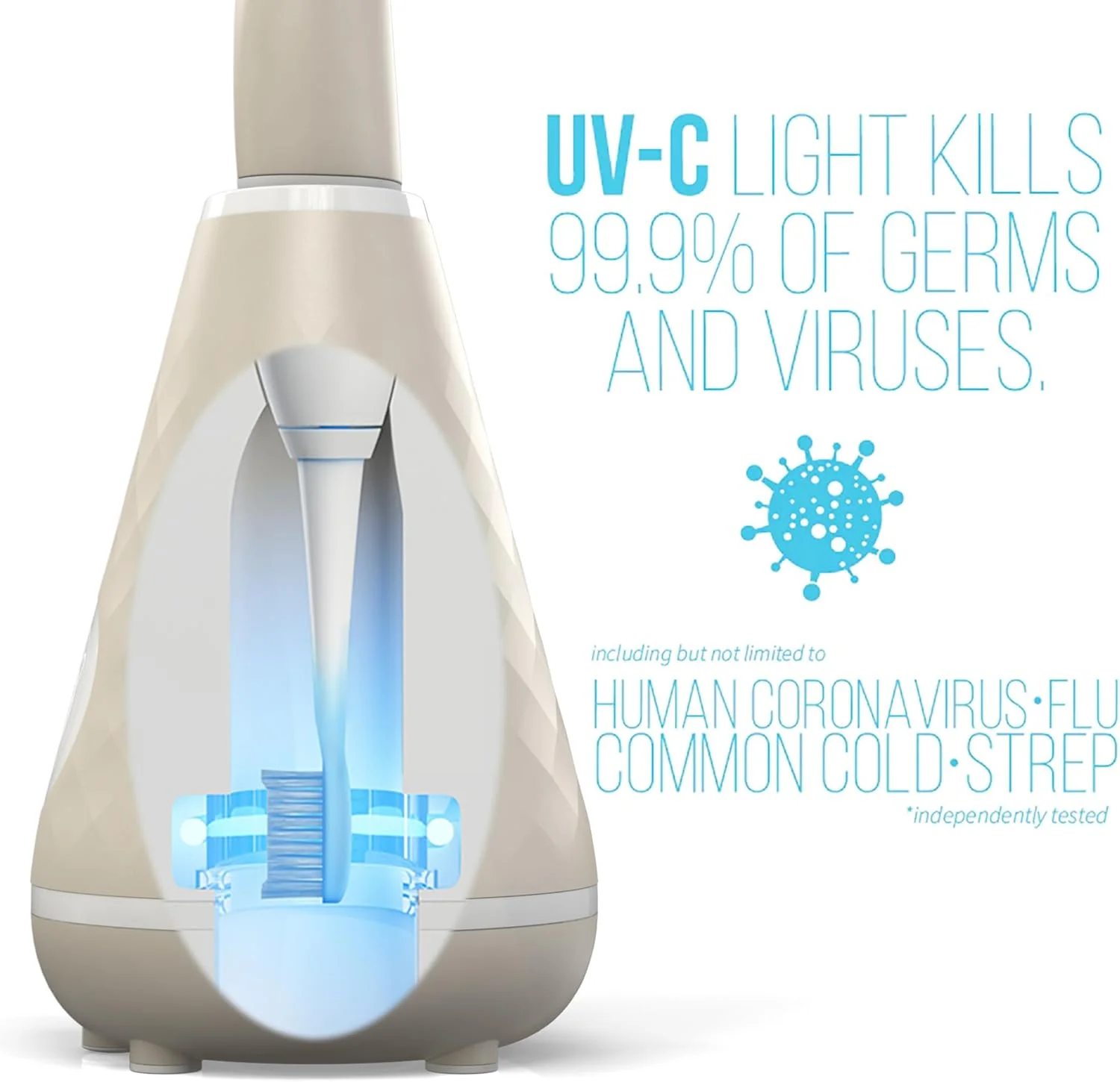 مسواک صوتی پاک کننده و ضدعفونی کننده UV TAO Clean به همراه استیشن تمیز کننده، مسواک برقی، تنظیمات دو سرعته، رنگ ماسه سنگی