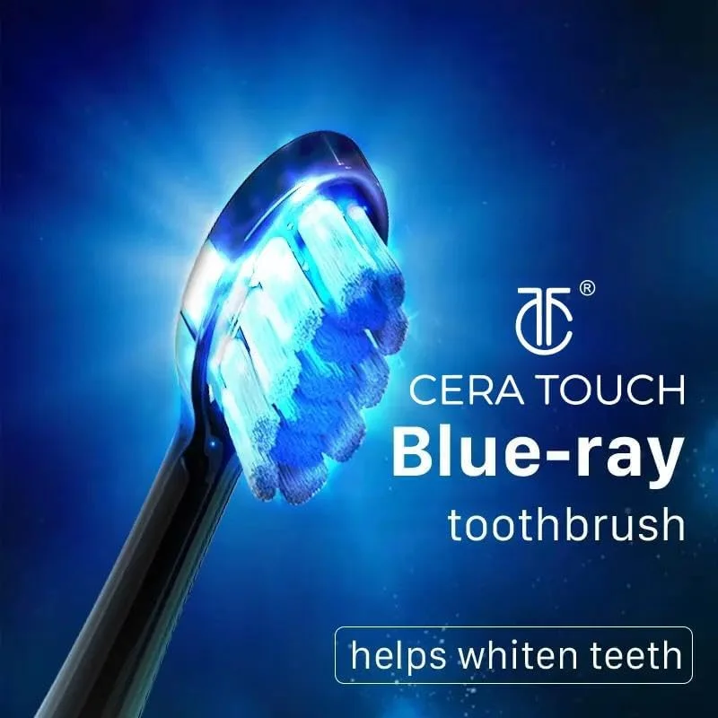 مسواک برقی سفید کننده CERA TOUCH 6 با LED آبی | مسواک برقی برای بزرگسالان | 4 حالت با تایمر هوشمند، حذف پلاک و عملکرد حافظه | 2 سری | ضد آب IPX7 | کیف مسافرتی | شارژر بی سیم مسواک برقی سفید کننده CERA TOUCH 6 با LED آبی | مسواک برقی برای بزرگسالان | 4 حالت با تایمر هوشمند، حذف پلاک و عملکرد حافظه | 2 سری | ضد آب IPX7 | کیف مسافرتی | شارژر بی سیم