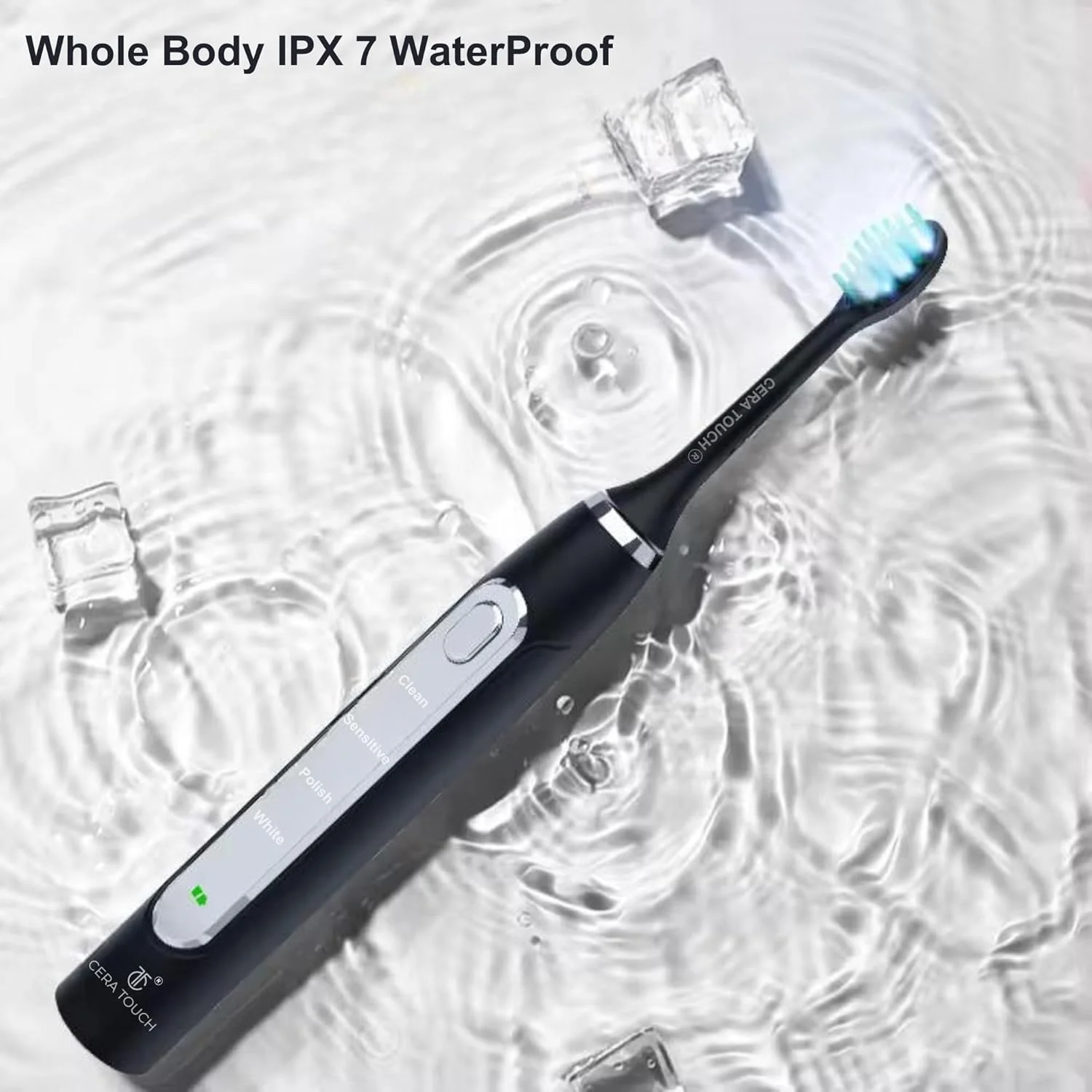 مسواک برقی سفید کننده CERA TOUCH 6 با LED آبی | مسواک برقی برای بزرگسالان | 4 حالت با تایمر هوشمند، حذف پلاک و عملکرد حافظه | 2 سری | ضد آب IPX7 | کیف مسافرتی | شارژر بی سیم مسواک برقی سفید کننده CERA TOUCH 6 با LED آبی | مسواک برقی برای بزرگسالان | 4 حالت با تایمر هوشمند، حذف پلاک و عملکرد حافظه | 2 سری | ضد آب IPX7 | کیف مسافرتی | شارژر بی سیم