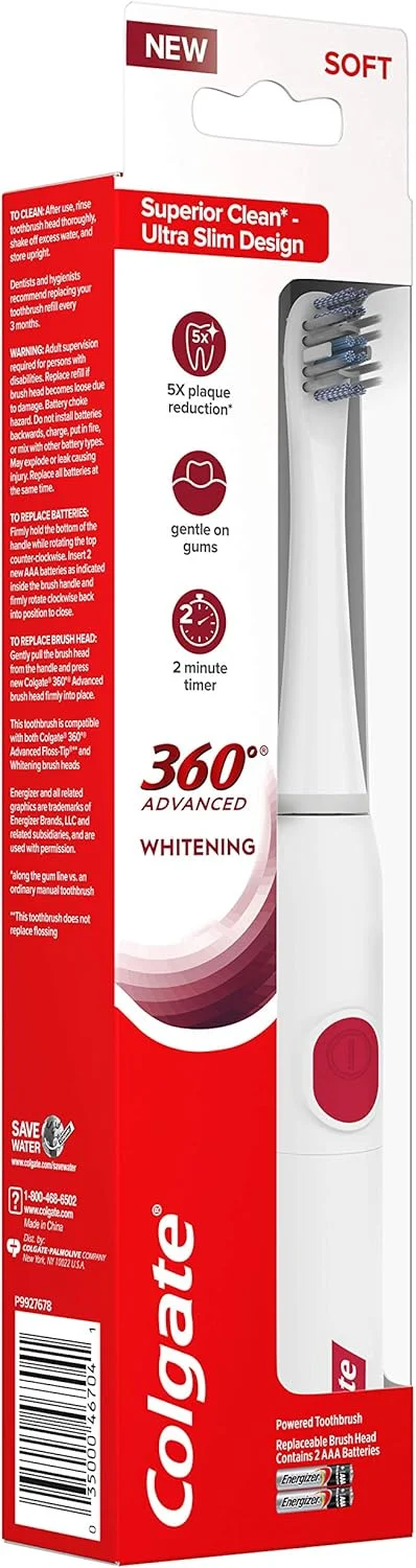 مسواک برقی باتری خور نرم کلگیت 360 مدل Advanced Sonic، سفید کننده، 1 عدد مسواک برقی باتری خور نرم کلگیت 360 مدل Advanced Sonic، سفید کننده، 1 عدد