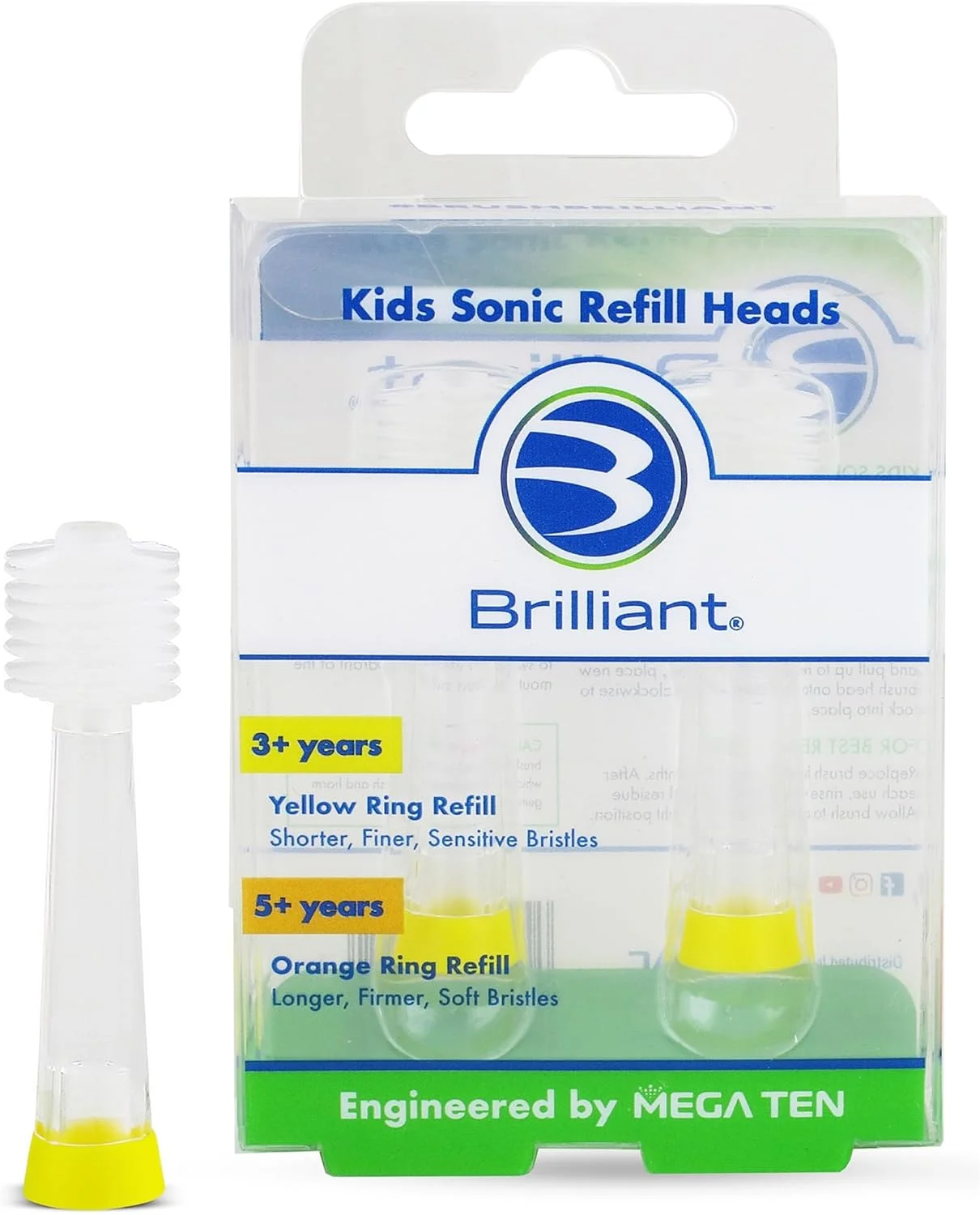 سری یدک مسواک سونیک کودکانه بریلیانت کیدز، 2 عددی