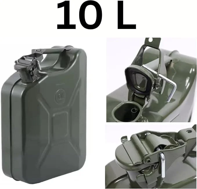 10L/15L/20L Metal Fuel Can with Flexible Spout, Leak-Proof Gasoline Storage Container for Outdoor and Emergency Use (10L)
